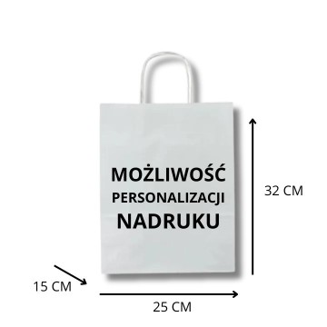 TORBA PAPIEROWA nadruk PRL biała 25X15X32cm 50 szt.